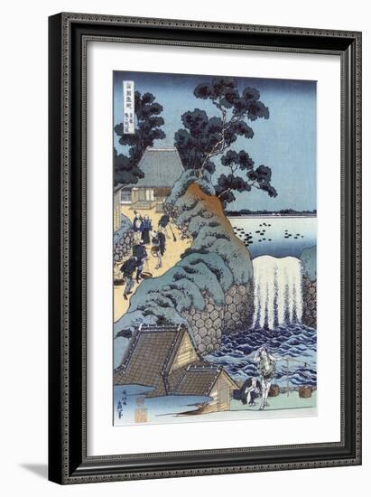 Aoi Gaok Waterfall, Japanese Wood-Cut Print-Lantern Press-Framed Art Print