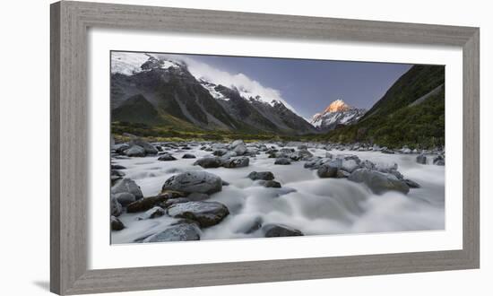 Aoraki, Hooker River, Mount Cook National Park, Canterbury, South Island, New Zealand-Rainer Mirau-Framed Photographic Print