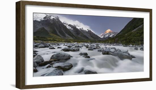 Aoraki, Hooker River, Mount Cook National Park, Canterbury, South Island, New Zealand-Rainer Mirau-Framed Photographic Print