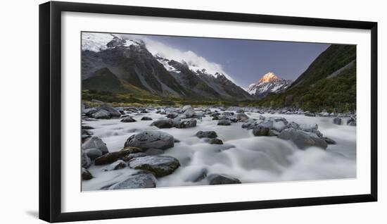 Aoraki, Hooker River, Mount Cook National Park, Canterbury, South Island, New Zealand-Rainer Mirau-Framed Photographic Print