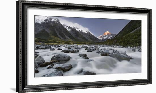 Aoraki, Hooker River, Mount Cook National Park, Canterbury, South Island, New Zealand-Rainer Mirau-Framed Photographic Print