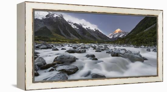 Aoraki, Hooker River, Mount Cook National Park, Canterbury, South Island, New Zealand-Rainer Mirau-Framed Premier Image Canvas