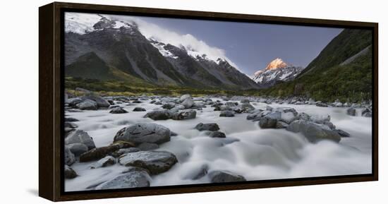 Aoraki, Hooker River, Mount Cook National Park, Canterbury, South Island, New Zealand-Rainer Mirau-Framed Premier Image Canvas