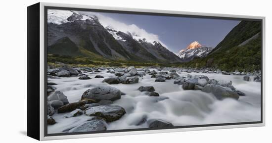 Aoraki, Hooker River, Mount Cook National Park, Canterbury, South Island, New Zealand-Rainer Mirau-Framed Premier Image Canvas