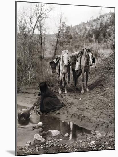 Apache and Horses, c1903-Edward S. Curtis-Mounted Giclee Print