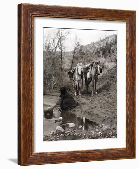 Apache and Horses, c1903-Edward S. Curtis-Framed Giclee Print