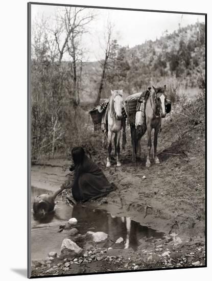 Apache and Horses, c1903-Edward S. Curtis-Mounted Giclee Print