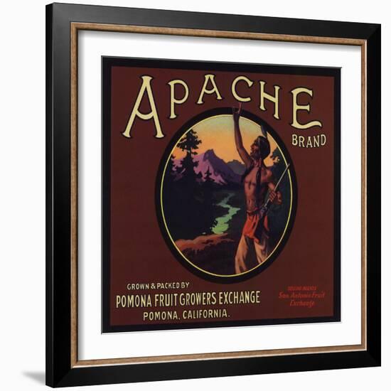 Apache Brand - Pomona, California - Citrus Crate Label-Lantern Press-Framed Art Print