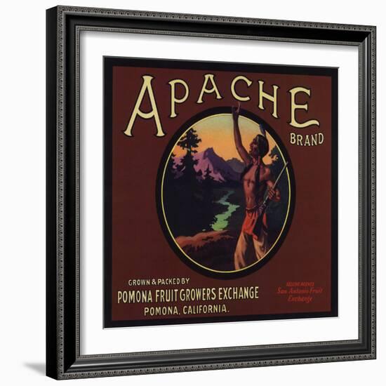 Apache Brand - Pomona, California - Citrus Crate Label-Lantern Press-Framed Art Print