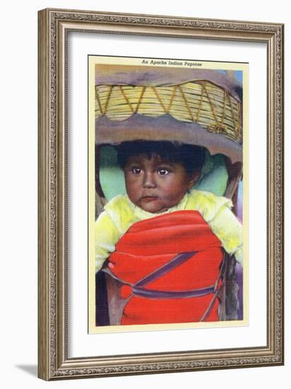 Apache Indian Baby in Papoose-Lantern Press-Framed Art Print