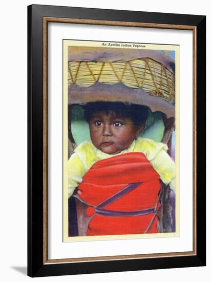 Apache Indian Baby in Papoose-Lantern Press-Framed Art Print