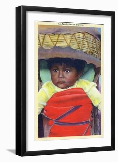 Apache Indian Baby in Papoose-Lantern Press-Framed Art Print