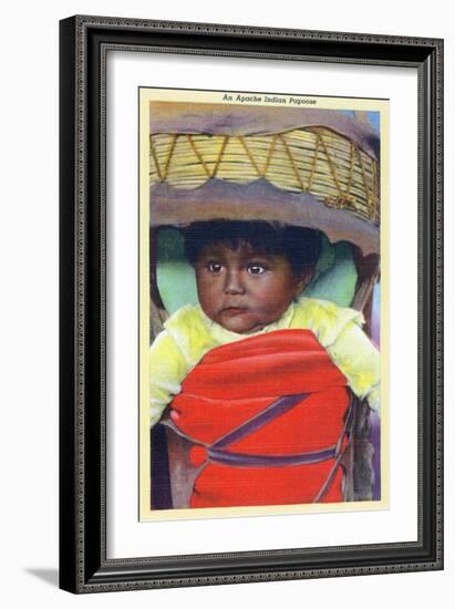 Apache Indian Baby in Papoose-Lantern Press-Framed Art Print