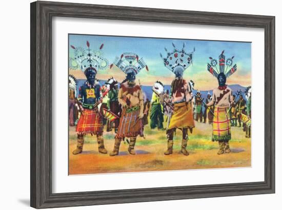 Apache Indians Dance the Devil Dance-Lantern Press-Framed Art Print