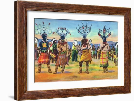 Apache Indians Dance the Devil Dance-Lantern Press-Framed Art Print