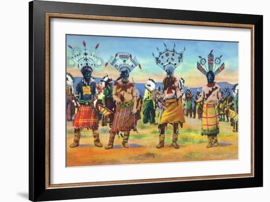 Apache Indians Dance the Devil Dance-Lantern Press-Framed Art Print