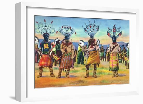 Apache Indians Dance the Devil Dance-Lantern Press-Framed Art Print