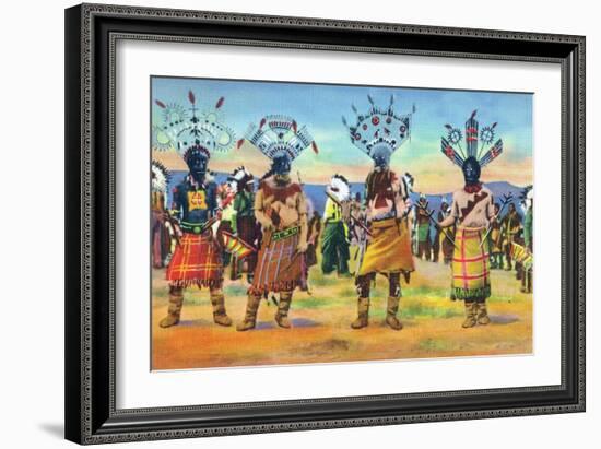 Apache Indians Dance the Devil Dance-Lantern Press-Framed Art Print