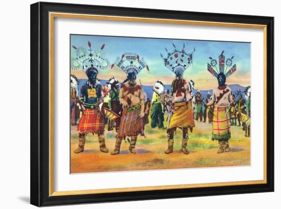 Apache Indians Dance the Devil Dance-Lantern Press-Framed Art Print