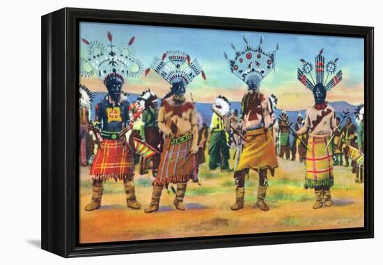 Apache Indians Dance the Devil Dance-Lantern Press-Framed Stretched Canvas