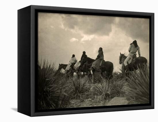 Apaches. before the Storm- Four Apache on Horseback on Horseback under Storm Clouds, 1906-null-Framed Stretched Canvas