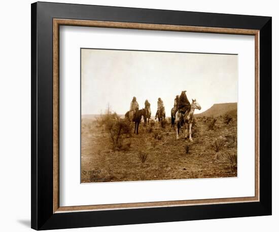 Apaches. Desert Rovers- Five Apache on Horseback in Desert, 1903-Edward S. Curtis-Framed Art Print