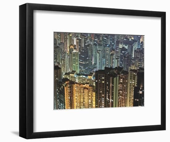 Apartment buildings in Hong Kong at night-Rudy Sulgan-Framed Photographic Print