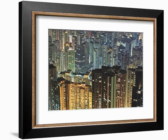 Apartment buildings in Hong Kong at night-Rudy Sulgan-Framed Photographic Print