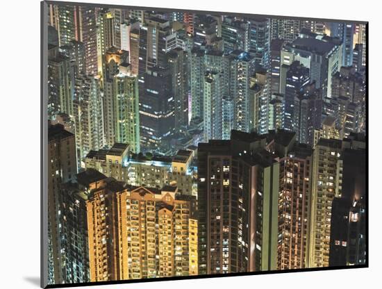 Apartment buildings in Hong Kong at night-Rudy Sulgan-Mounted Photographic Print