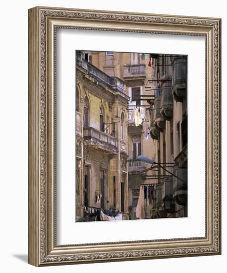 Apartment Buildings with Laundry Hanging from Balconies, Havana, Cuba, West Indies, Central America-Lee Frost-Framed Photographic Print