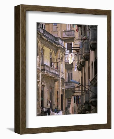 Apartment Buildings with Laundry Hanging from Balconies, Havana, Cuba, West Indies, Central America-Lee Frost-Framed Photographic Print