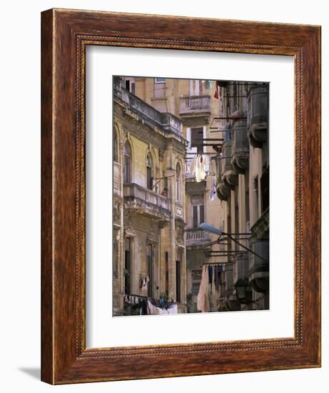 Apartment Buildings with Laundry Hanging from Balconies, Havana, Cuba, West Indies, Central America-Lee Frost-Framed Photographic Print