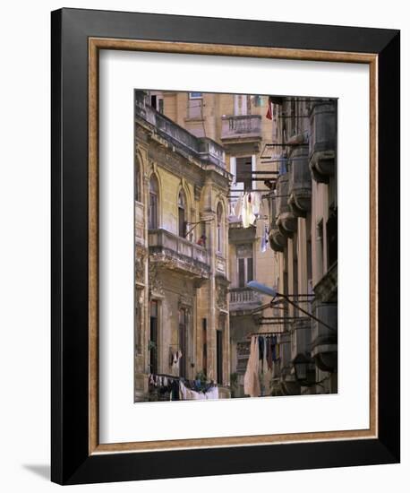 Apartment Buildings with Laundry Hanging from Balconies, Havana, Cuba, West Indies, Central America-Lee Frost-Framed Photographic Print