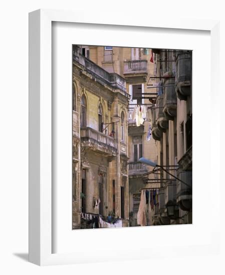 Apartment Buildings with Laundry Hanging from Balconies, Havana, Cuba, West Indies, Central America-Lee Frost-Framed Photographic Print