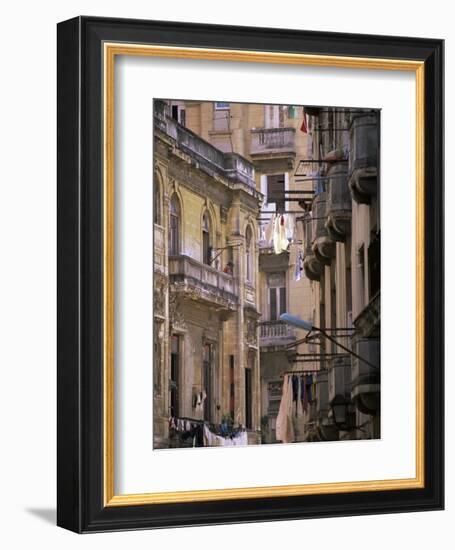 Apartment Buildings with Laundry Hanging from Balconies, Havana, Cuba, West Indies, Central America-Lee Frost-Framed Photographic Print