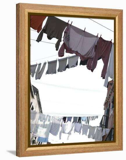 Apartment Buildings with Laundry Hanging Out to Dry on Clothes Line-null-Framed Premier Image Canvas