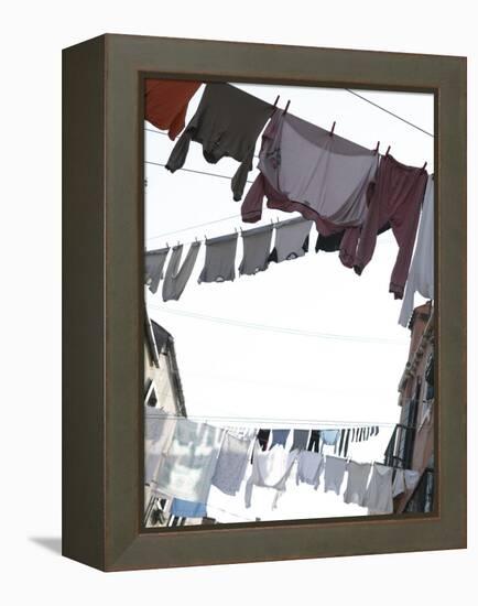 Apartment Buildings with Laundry Hanging Out to Dry on Clothes Line-null-Framed Premier Image Canvas