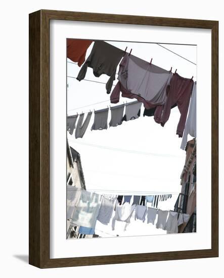 Apartment Buildings with Laundry Hanging Out to Dry on Clothes Line-null-Framed Photographic Print