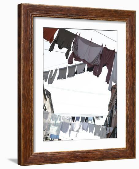 Apartment Buildings with Laundry Hanging Out to Dry on Clothes Line-null-Framed Photographic Print