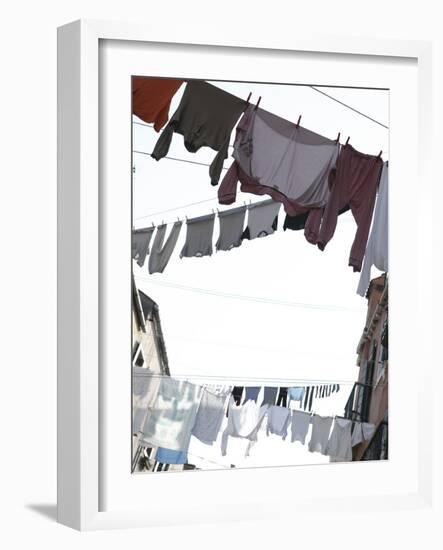 Apartment Buildings with Laundry Hanging Out to Dry on Clothes Line-null-Framed Photographic Print