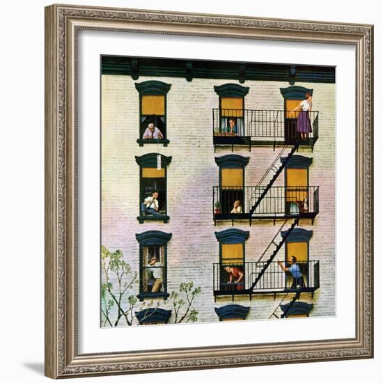 "Apartment Clarinetist", April 19, 1958-John Falter-Framed Premium Giclee Print