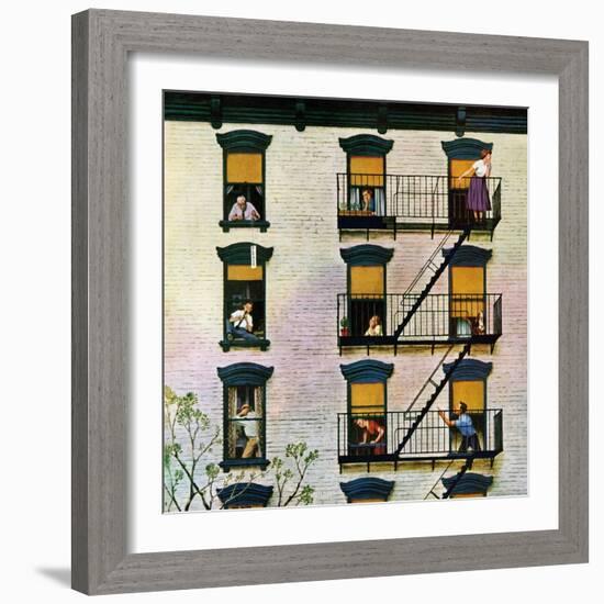 "Apartment Clarinetist", April 19, 1958-John Falter-Framed Premium Giclee Print