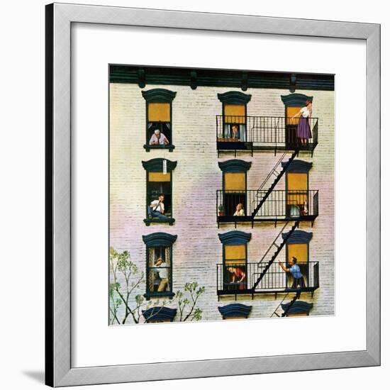 "Apartment Clarinetist", April 19, 1958-John Falter-Framed Premium Giclee Print