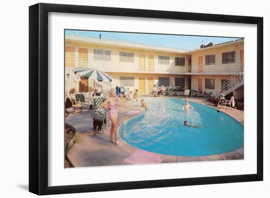 Apartment Complex Pool, Retro-null-Framed Art Print