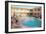 Apartment Complex Pool, Retro-null-Framed Art Print