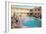 Apartment Complex Pool, Retro-null-Framed Art Print