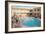 Apartment Complex Pool, Retro-null-Framed Art Print