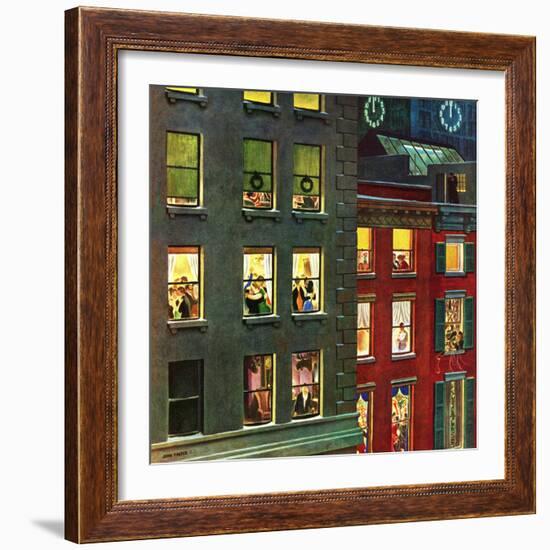 "Apartment Dwellers on New Year's Eve," January 3, 1948-John Falter-Framed Giclee Print