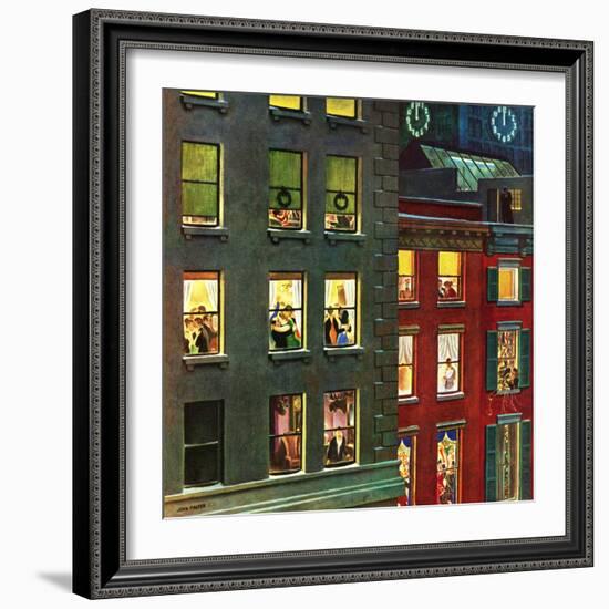 "Apartment Dwellers on New Year's Eve," January 3, 1948-John Falter-Framed Giclee Print