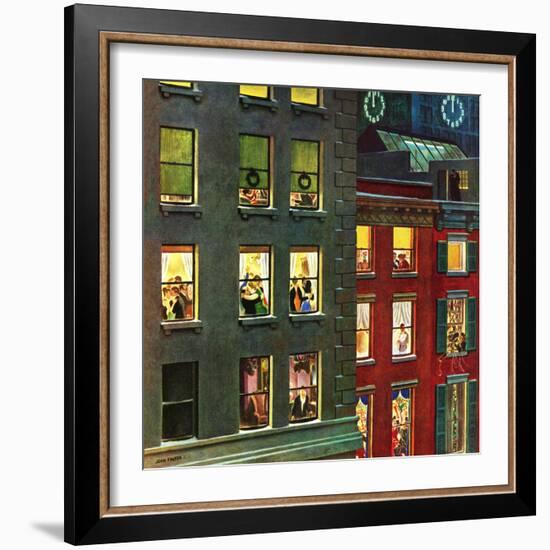 "Apartment Dwellers on New Year's Eve," January 3, 1948-John Falter-Framed Premium Giclee Print